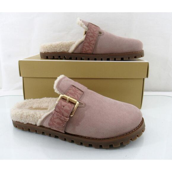 Michael Kors Judd Closed Toe Suede Lug Sole Slide MK Logo Fawn Light Pink Size 7 - Picture 5 of 11